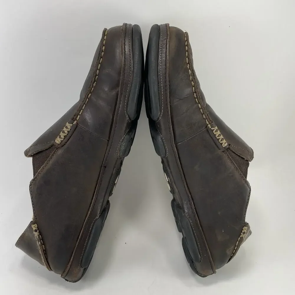 OluKai Moloa Dark Wood Leather Loafers Slip On Casual Shoes Mens Size 8 Hawaiian